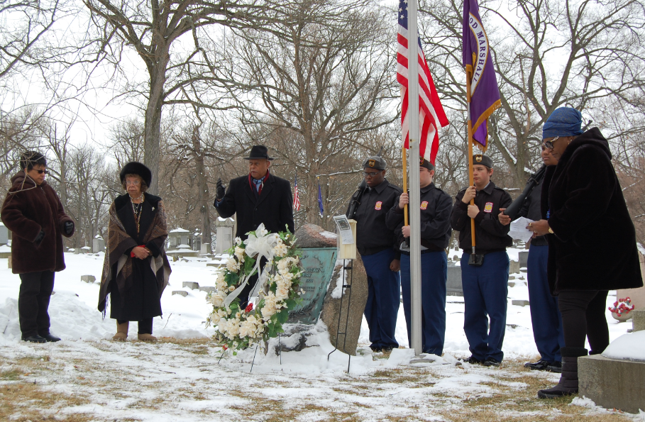 Photo of 2018 grave site memorial for Paul Laurence Dunbar